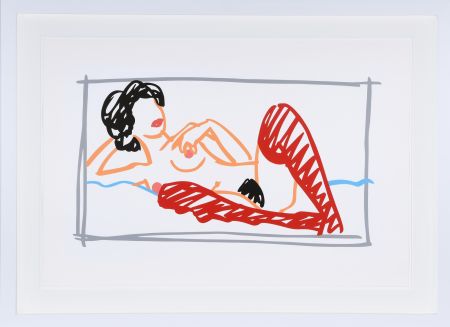 シルクスクリーン Wesselmann - Fast Sketch Red Stocking Nude