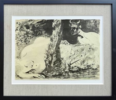 リトグラフ Picasso - Faune et fuemme nue
