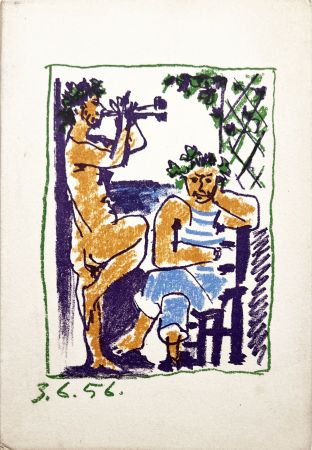 リトグラフ Picasso - FAUNE ET MARIN. Méditerranée. Lithographie Originale (1956)