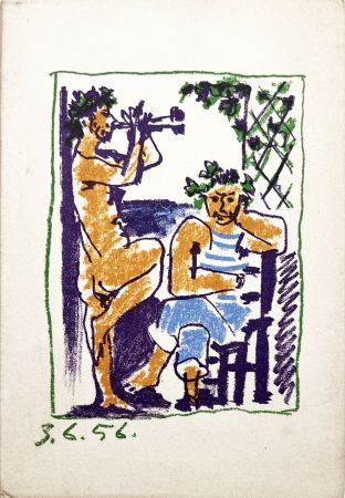 リトグラフ Picasso - FAUNE ET MARIN. Méditerranée. Lithographie Originale et catalogue (1956)