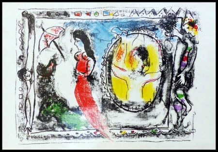 リトグラフ Chagall - FEMME A L'OMBRELLE