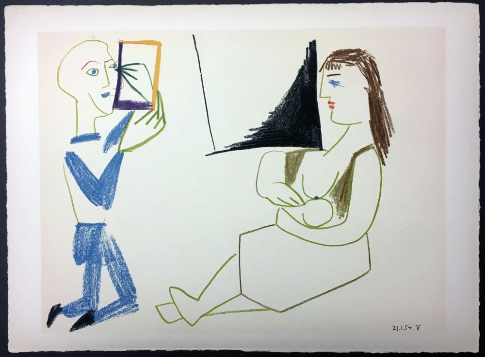 リトグラフ Picasso - Femme allaitant (de La Comédie Humaine - Verve 29-30. 1954).