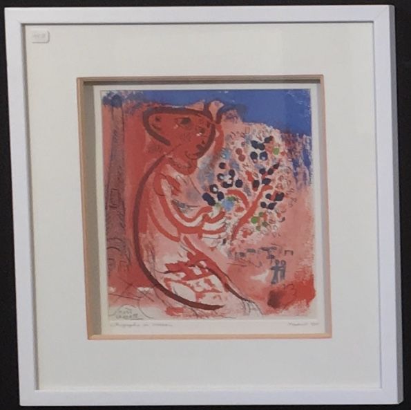 リトグラフ Chagall - Femme au bouquet