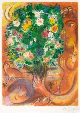 リトグラフ Chagall - Femme au Bouquet (Woman with Bouquet)