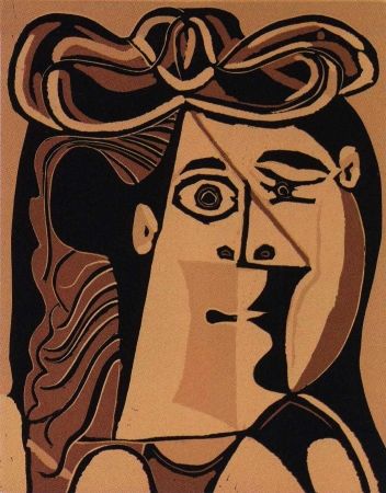 リノリウム彫版 Picasso - Femme au Chapeau