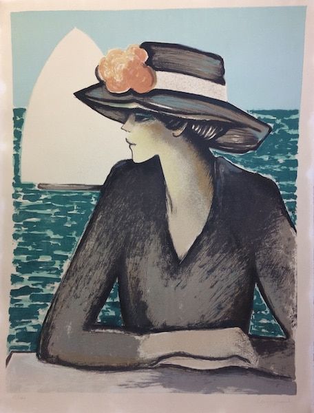 リトグラフ Cassigneul  - Femme au chapeau.