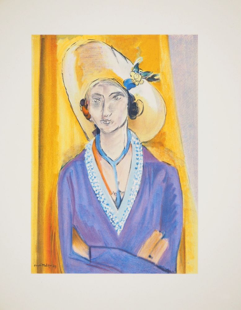 リトグラフ Matisse - Femme au chapeau de paille