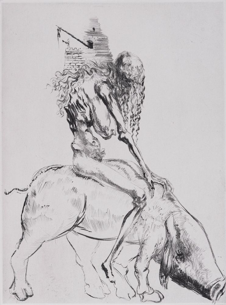 彫版 Dali - Femme au Cochon, 1969