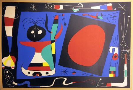 リトグラフ Miró - FEMME AU MIROIR (1956)