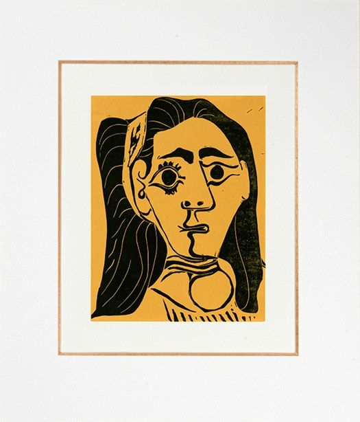 リノリウム彫版 Picasso - Femme aux cheveux flous (Jacqueline au bandeau III)