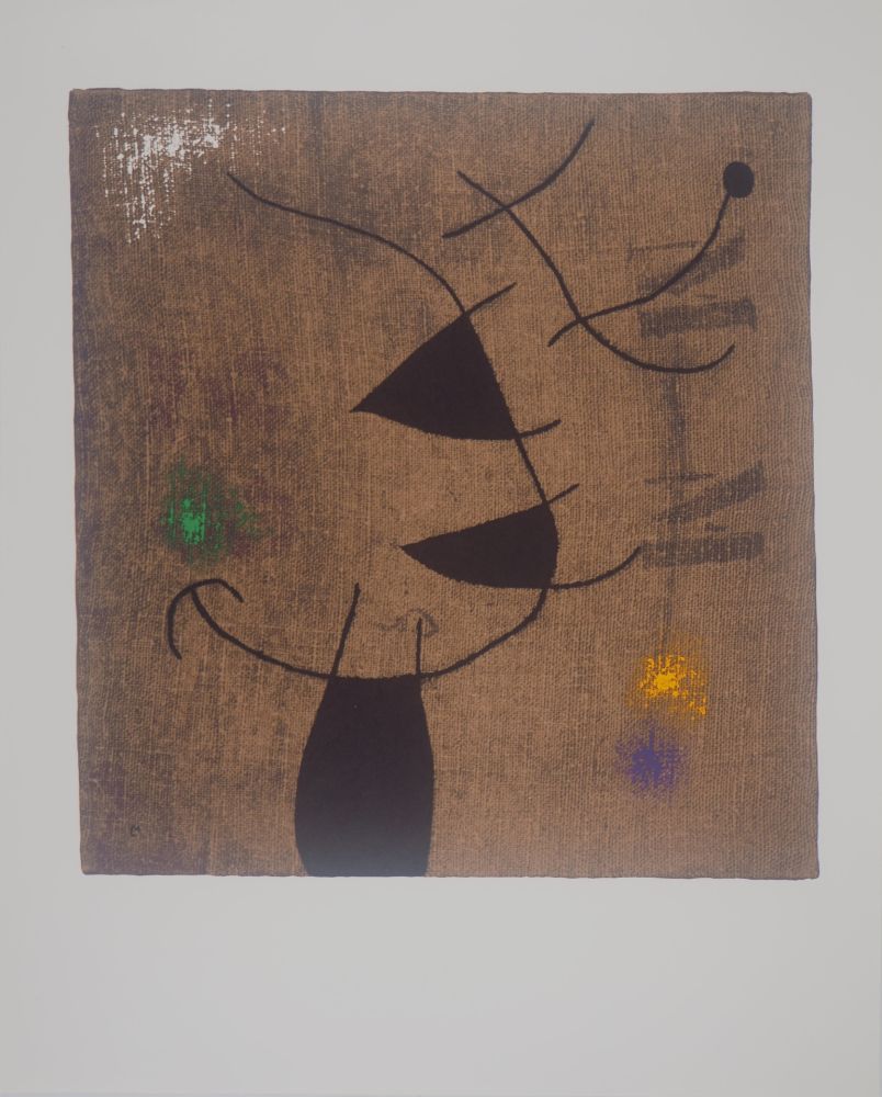リトグラフ Miró - Femme dans le vent