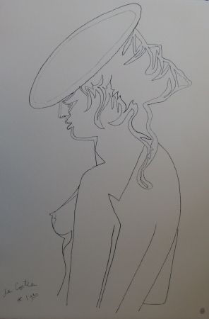 リトグラフ Cocteau - Femme de profil