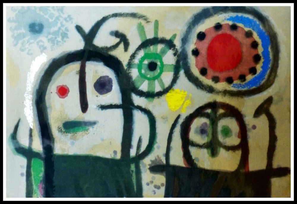 ステンシル Miró (After) - FEMME EN PRIERE DEVANT LE SOLEIL