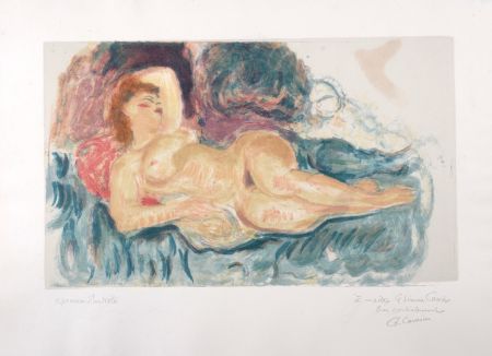 リトグラフ Camoin - Femme nue allongée, circa 1950 - Hand-signed