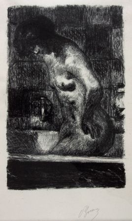 リトグラフ Bonnard - Femme Nue Debout dans sa Baignoire