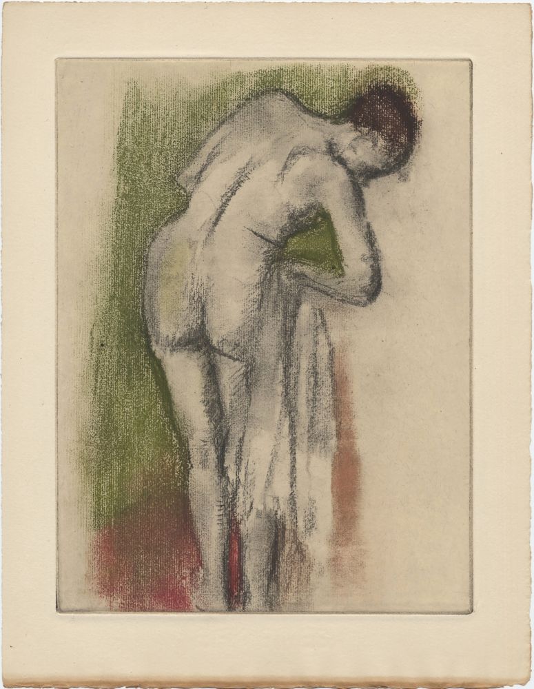 エッチングと　アクチアント Degas - Femme nue debout à sa toilette (vers 1880-1890)