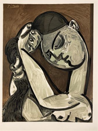 リトグラフ Picasso - Femme se coiffant 1955