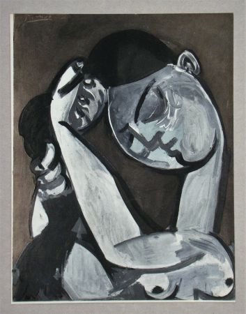 ステンシル Picasso - Femme se coiffant, Peinture, 1955