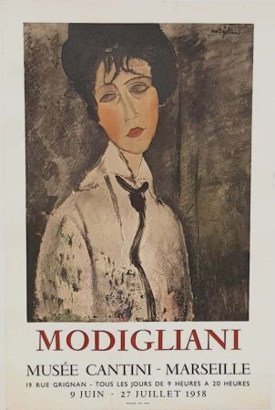 リトグラフ Modigliani - Femme à la Cravate Noire
