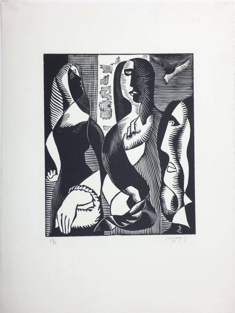 木版 Survage - Femmes Cubistes (Paris, 1933)
