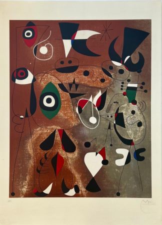 リトグラフ Miró - Femmes, Oiseaux, Etoile 