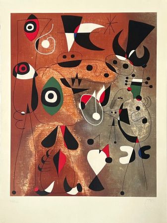 リトグラフ Miró - Femmes, Oiseaux, Etoile 