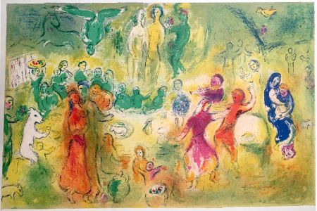 リトグラフ Chagall - FESTIN NUPTIAL DANS LA GROTTE DES NYMPHES (Daphnis & Chloe - 1961)