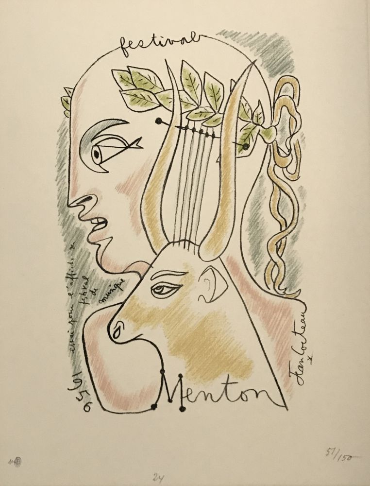 リトグラフ Cocteau - Festival de Musique Menton