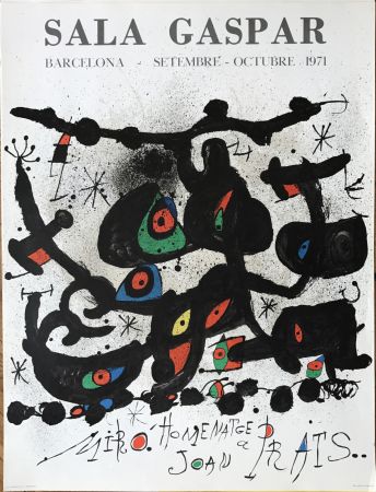 リトグラフ Miró - Ffiche pour l’ exposition “Homenatge a Joan Prats”. Sala Gaspar, Barcelona.