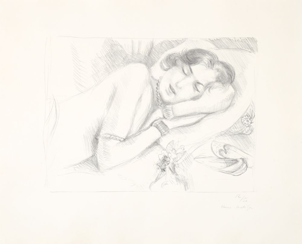 リトグラフ Matisse - Figure endormie aux babouches
