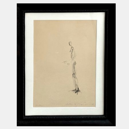 リトグラフ Giacometti - Figure standing in profile with hands raised