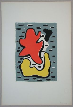 シルクスクリーン Leger - Figures rouge et jaune, 1950