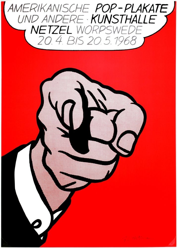 シルクスクリーン Lichtenstein - Finger pointing (Hey You!)