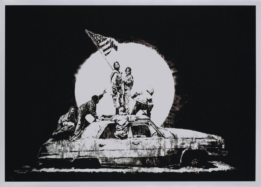 シルクスクリーン Banksy - FLAG (SILVER)