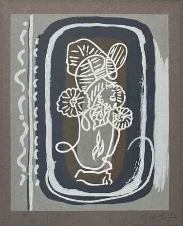 木版 Braque - Fleurs blanches