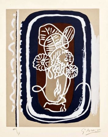 木版 Braque - Fleurs blanches