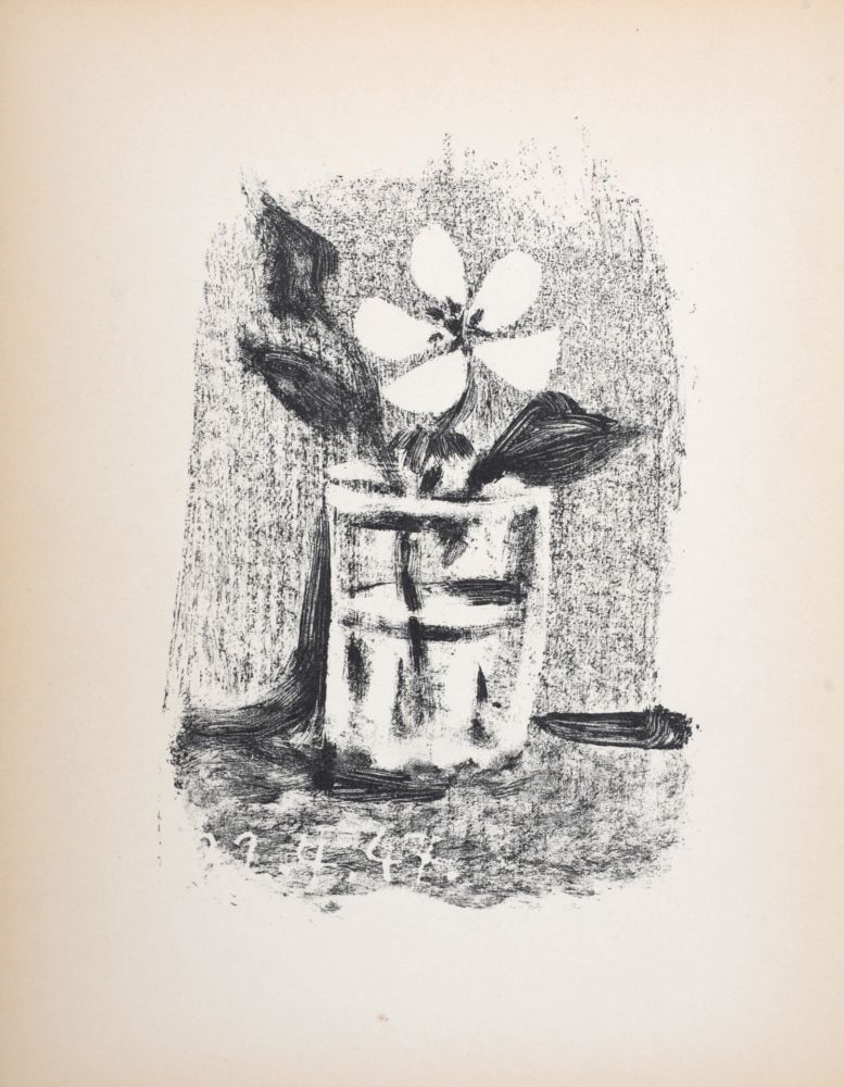 リトグラフ Picasso - Fleurs dans un verre, 1947