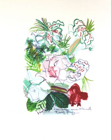 リトグラフ Dufy - Fleurs Peintes en Maniere de Dedicace