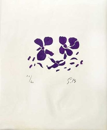 木版 Braque - Fleurs violettes