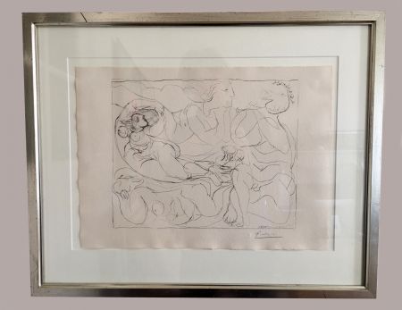 リトグラフ Picasso - Flûtiste et trois Femmes nues' de la 'Suite Vollard', 1932