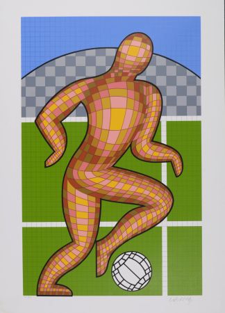 シルクスクリーン Vasarely - Foot (Soccer player), 1997 - Hand-signed !