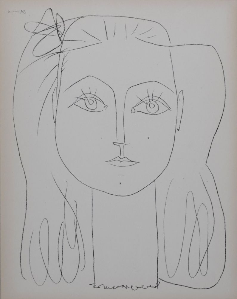 リトグラフ Picasso (After) - Françoise avec un nœud dans les cheveux