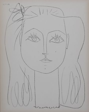 リトグラフ Picasso - Françoise avec un nœud dans les cheveux
