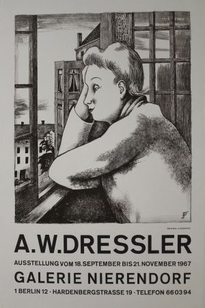 リトグラフ Dressler - Frau am Fenster