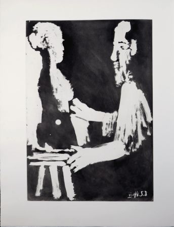 アクチアント Picasso - Frontispiece, 1966 - A fantastic original etching (Aquatint) by the Master!