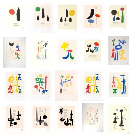 リトグラフ Miró -  Full Suite of 20 Lithographs in colours and b&w, after Tzara's Parler Seul