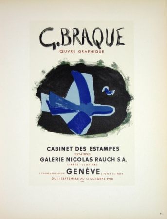 リトグラフ Braque - G. Braque  Oeuvres Graphiques Nicolas Rauch  Genéve  1958