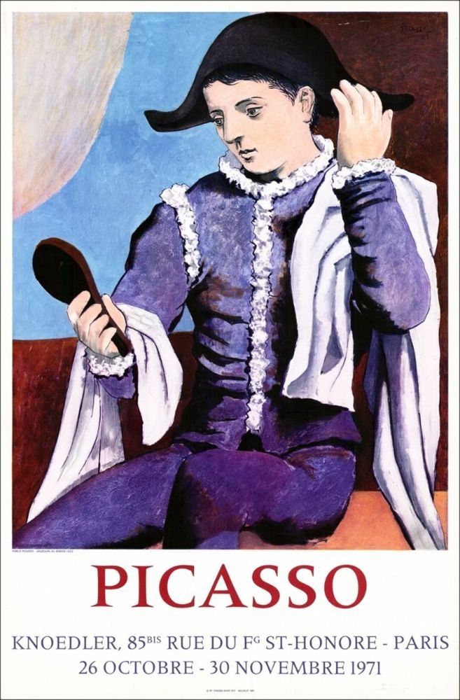 リトグラフ Picasso - Galerie Knoedler. « PICASSO » Octobre-Novembre 1971 (Affiche)