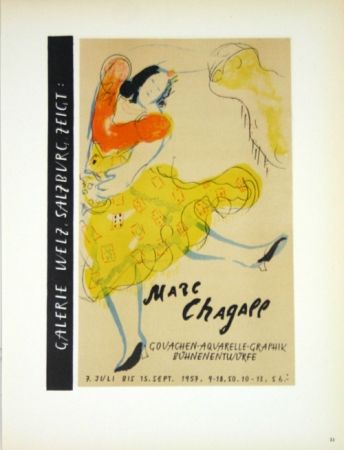 リトグラフ Chagall - Galerie Welz Salzburg - Gouachen-Aquarelle-Graphik Bûhnenentwûrfe