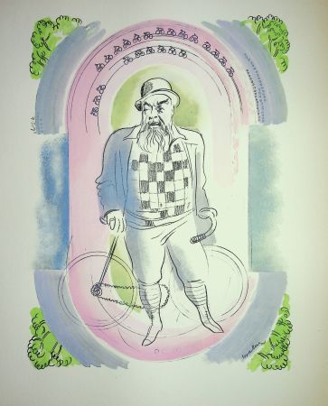 リトグラフ Uzelac - Gentleman à Vélo